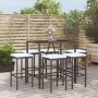 Garden table and high stools and cushions 7 pieces black PE rattan by vidaXL, Garden sets - Ref: Foro24-3187635, Price: 294,8...