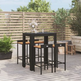 Bar table and garden stools 5 pieces acacia wood PE rattan black by vidaXL, Garden sets - Ref: Foro24-3187708, Price: 284,07 ...