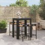 Bartisch und Gartenhocker 5 Stück Akazienholz PE Rattan schwarz von vidaXL, Gartensets - Ref: Foro24-3187708, Preis: 283,79 €...