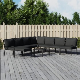 9-teiliges Gartenmöbelset aus Stahl mit grauen Kissen von vidaXL, Gartensets - Ref: Foro24-3187950, Preis: 745,05 €, Rabatt: %