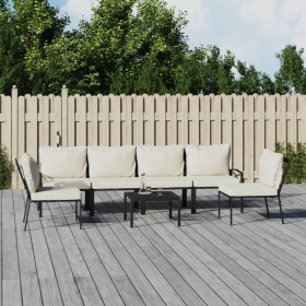 7-teiliges Gartenmöbelset aus Stahl mit sandfarbenen Kissen von vidaXL, Gartensets - Ref: Foro24-3187959, Preis: 526,99 €, Ra...