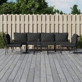 7-piece steel garden furniture set with gray cushions by vidaXL, Garden sets - Ref: Foro24-3187949, Price: 511,99 €, Discount: %