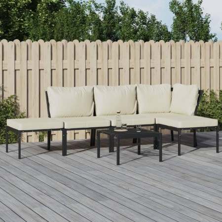 6-piece steel garden furniture set with sand-colored cushions by vidaXL, Garden sets - Ref: Foro24-3187955, Price: 430,47 €, ...