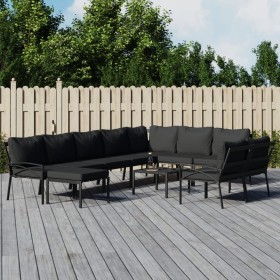 Garden furniture set 11 pieces steel with gray cushions by vidaXL, Garden sets - Ref: Foro24-3187946, Price: 927,76 €, Discou...