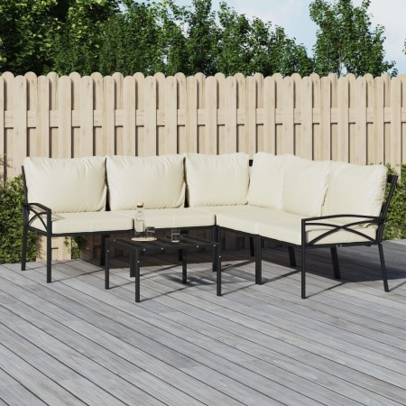 6-piece steel garden furniture set with sand-colored cushions by vidaXL, Garden sets - Ref: Foro24-3187962, Price: 517,17 €, ...