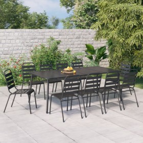 Juego de comedor de jardín 11 piezas acero gris antracita de vidaXL, Conjuntos de jardín - Ref: Foro24-3187996, Precio: 703,3...