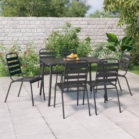 7-teiliges Garten-Essset aus anthrazitgrauem Stahl von vidaXL, Gartensets - Ref: Foro24-3187992, Preis: 394,99 €, Rabatt: %