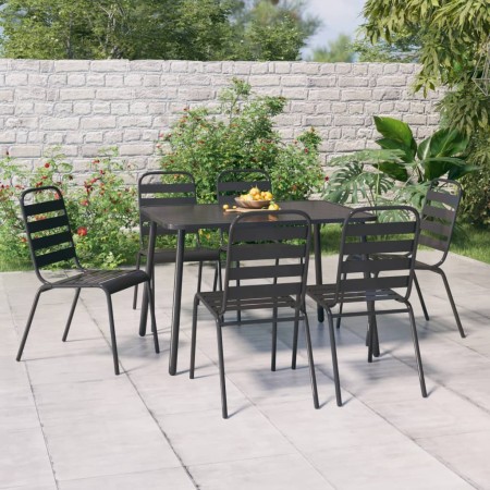 Juego de comedor de jardín 7 piezas acero gris antracita de vidaXL, Conjuntos de jardín - Ref: Foro24-3187992, Precio: 409,21...