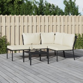 5-piece garden furniture set, steel frame with sand-colored cushions by vidaXL, Garden sets - Ref: Foro24-3187964, Price: 389...