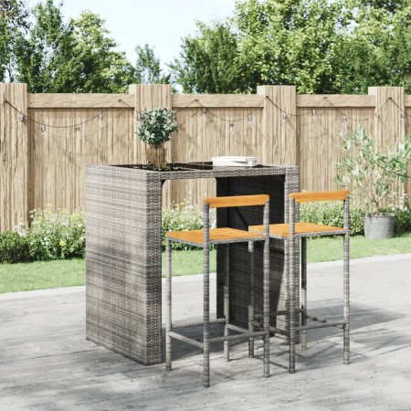 Hohe Hocker, 2 Stück, Akazienholz und graues synthetisches Rattan von vidaXL, Küchenhocker - Ref: Foro24-362607, Preis: 90,99...