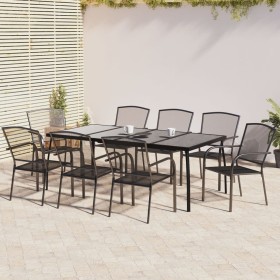 Garten-Essset 9-teilig aus anthrazitgrauem Stahl von vidaXL, Gartensets - Ref: Foro24-3187974, Preis: 500,99 €, Rabatt: %