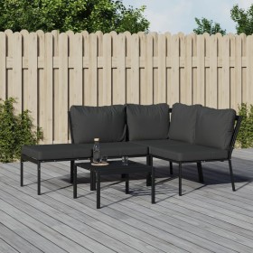 5-piece steel garden furniture set with gray cushions by vidaXL, Garden sets - Ref: Foro24-3187954, Price: 423,99 €, Discount: %