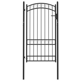 Garden gate with upper arch black steel 100x175 cm by vidaXL, garden gates - Ref: Foro24-146371, Price: 259,99 €, Discount: %