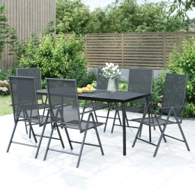 7-teiliges Garten-Essset aus anthrazitgrauem Stahl von vidaXL, Gartensets - Ref: Foro24-3187981, Preis: 427,84 €, Rabatt: %