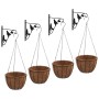 Hanging basket brackets with 4 black steel planters by vidaXL, Trellises and plant supports - Ref: Foro24-3188015, Price: 73,...