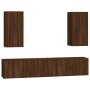 Set de muebles para TV 4 pzas madera contrachapada marrón roble de vidaXL, Muebles TV - Ref: Foro24-3188701, Precio: 237,99 €...