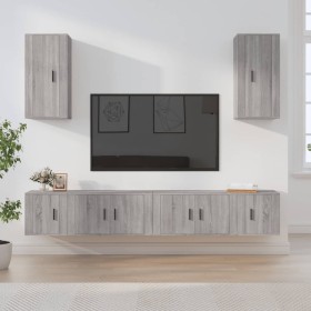 TV furniture set 6 pieces Sonoma gray plywood by vidaXL, TV Furniture - Ref: Foro24-3188692, Price: 245,98 €, Discount: %