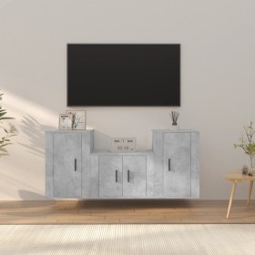 TV-Möbelset 3-teilig betongraues Sperrholz von vidaXL, TV-Möbel - Ref: Foro24-3188386, Preis: 105,51 €, Rabatt: %