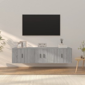 TV furniture set 3 pieces Sonoma gray plywood by vidaXL, TV Furniture - Ref: Foro24-3188404, Price: 102,99 €, Discount: %