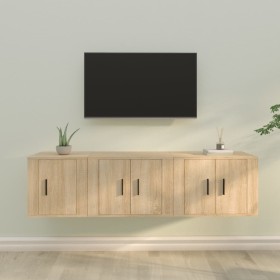 TV furniture set, 3 pieces, oak veneer plywood, Sonoma oak. by vidaXL, TV Furniture - Ref: Foro24-3188441, Price: 107,91 €, D...