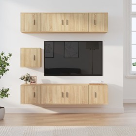 TV furniture set 7 pieces Sonoma oak plywood by vidaXL, TV Furniture - Ref: Foro24-3188665, Price: 257,99 €, Discount: %