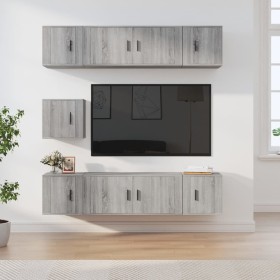 TV furniture set 7 pieces gray Sonoma plywood by vidaXL, TV Furniture - Ref: Foro24-3188668, Price: 237,51 €, Discount: %