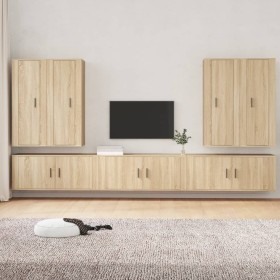 TV furniture set 7 pieces Sonoma oak plywood by vidaXL, TV Furniture - Ref: Foro24-3188873, Price: 442,34 €, Discount: %