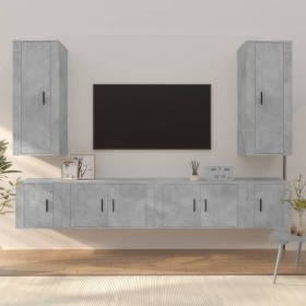 TV furniture set 6 pieces concrete gray plywood by vidaXL, TV Furniture - Ref: Foro24-3188842, Price: 243,99 €, Discount: %