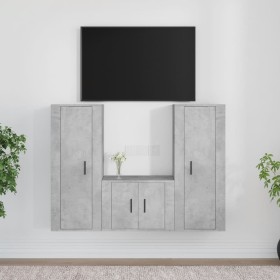 TV furniture set 3 pieces concrete gray plywood by vidaXL, TV Furniture - Ref: Foro24-3188746, Price: 144,99 €, Discount: %