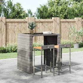 High stools 2 pcs acacia wood and gray synthetic rattan by vidaXL, Kitchen stools - Ref: Foro24-362603, Price: 84,99 €, Disco...