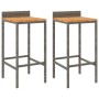 High stools 2 pcs acacia wood and gray synthetic rattan by vidaXL, Kitchen stools - Ref: Foro24-362603, Price: 84,36 €, Disco...