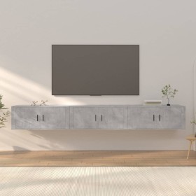 Wall TV furniture 3 pcs concrete gray 100x34.5x40 cm by vidaXL, TV Furniture - Ref: Foro24-3188378, Price: 182,82 €, Discount: %