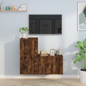 TV furniture set 2 pieces smoked oak plywood by vidaXL, TV Furniture - Ref: Foro24-3188459, Price: 83,32 €, Discount: %