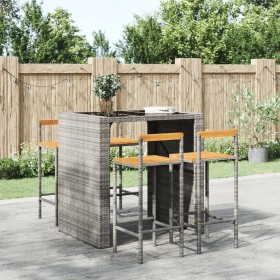 Hohe Hocker 4 Stk. Akazienholz und synthetisches Rattangrau von vidaXL, Küchenhocker - Ref: Foro24-362609, Preis: 165,99 €, R...