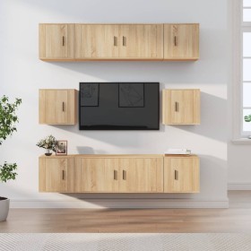 TV furniture set 8 pieces Sonoma oak plywood by vidaXL, TV Furniture - Ref: Foro24-3188673, Price: 282,11 €, Discount: %