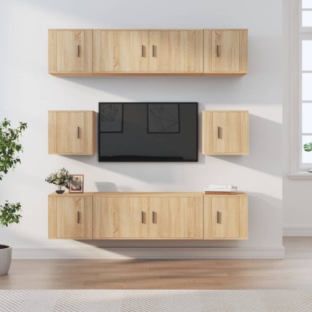 TV furniture set 8 pieces Sonoma oak plywood by vidaXL, TV Furniture - Ref: Foro24-3188673, Price: 281,99 €, Discount: %