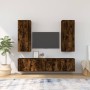 TV furniture set 5 pieces smoked oak plywood by vidaXL, TV Furniture - Ref: Foro24-3188835, Price: 213,08 €, Discount: %