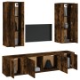 TV furniture set 5 pieces smoked oak plywood by vidaXL, TV Furniture - Ref: Foro24-3188835, Price: 213,08 €, Discount: %