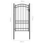 Garden gate with upper arch black steel 100x175 cm by vidaXL, garden gates - Ref: Foro24-146371, Price: 259,99 €, Discount: %