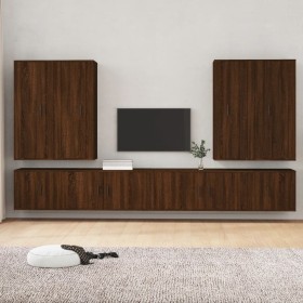 TV furniture set 8 pieces brown oak plywood by vidaXL, TV Furniture - Ref: Foro24-3188861, Price: 435,99 €, Discount: %