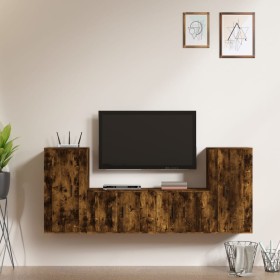 TV furniture set 4 pieces smoked oak plywood by vidaXL, TV Furniture - Ref: Foro24-3188555, Price: 164,99 €, Discount: %