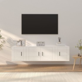 TV furniture set 3 pieces glossy white plywood by vidaXL, TV Furniture - Ref: Foro24-3188400, Price: 105,16 €, Discount: %