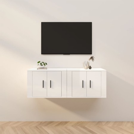 Muebles para TV de pared 2 uds blanco brillante 57x34,5x40 cm de vidaXL, Muebles TV - Ref: Foro24-3188336, Precio: 75,41 €, D...