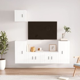 5-piece white plywood TV furniture set by vidaXL, TV Furniture - Ref: Foro24-3188582, Price: 193,31 €, Discount: %