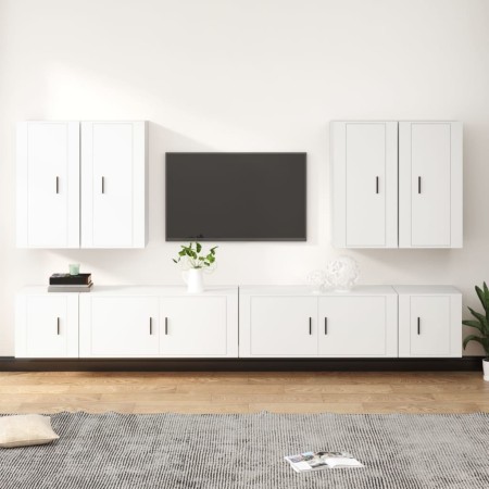 TV furniture set 8 pieces white plywood by vidaXL, TV Furniture - Ref: Foro24-3188702, Price: 395,40 €, Discount: %