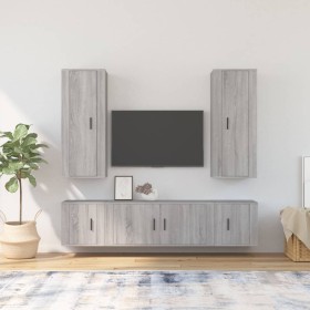 Set de muebles para TV 5 pzas madera contrachapada gris Sonoma de vidaXL, Muebles TV - Ref: Foro24-3188836, Precio: 212,99 €,...