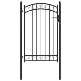 Puerta de jardín con arco superior acero negro 100x150 cm de vidaXL, Puertas de jardín - Ref: Foro24-146370, Precio: 238,99 €...