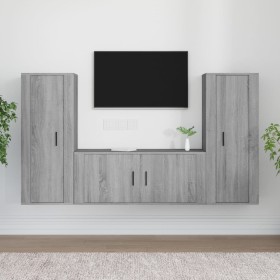 TV furniture set 3 pieces gray Sonoma plywood by vidaXL, TV Furniture - Ref: Foro24-3188764, Price: 160,06 €, Discount: %