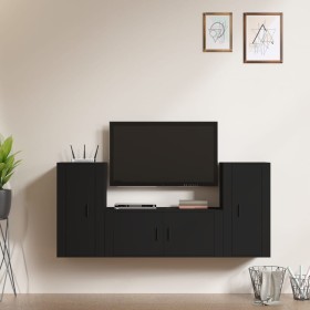 3-piece black plywood TV furniture set by vidaXL, TV Furniture - Ref: Foro24-3188535, Price: 173,24 €, Discount: %