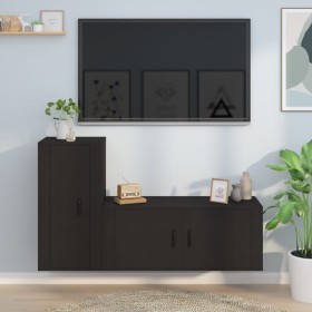 2-piece black plywood TV furniture set by vidaXL, TV Furniture - Ref: Foro24-3188487, Price: 122,66 €, Discount: %